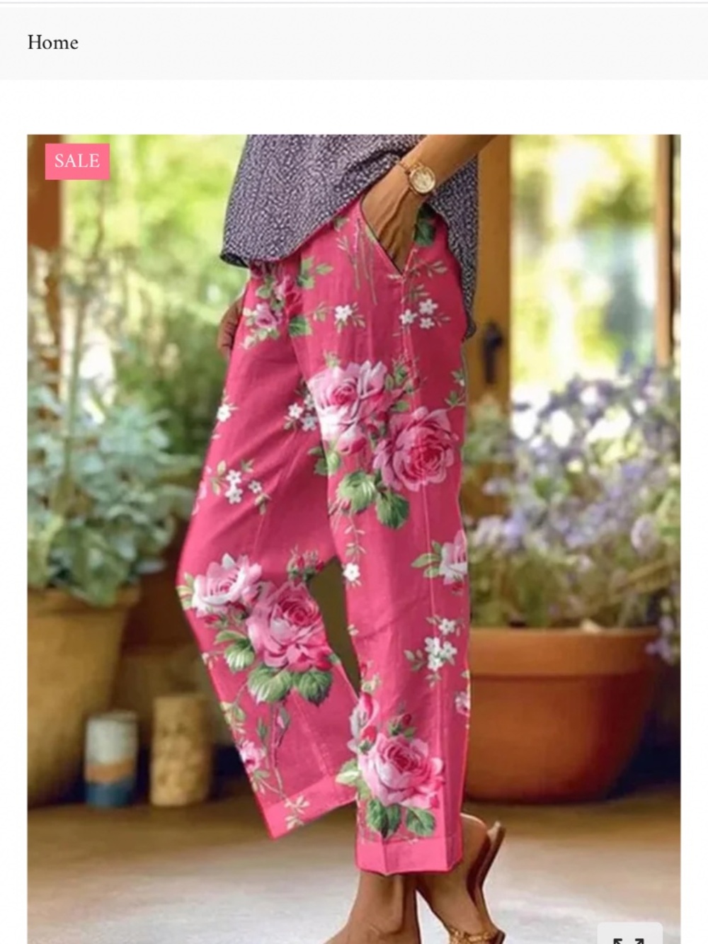 Pink floral print pant